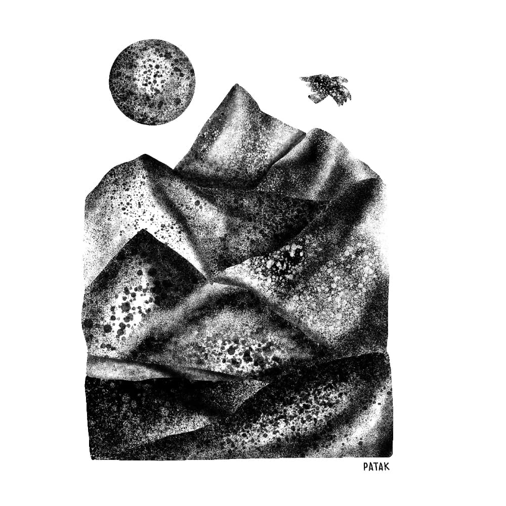 Digital illustration of mountains.