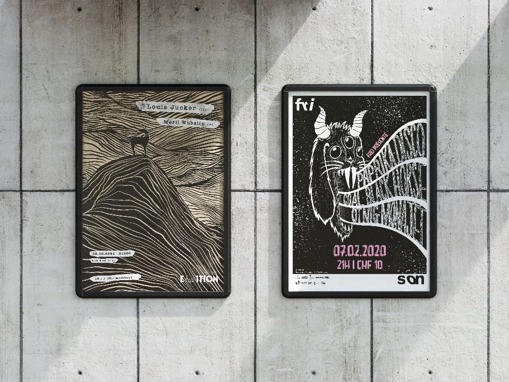 Posters made for concerts venues in Bulle and Fribourg.