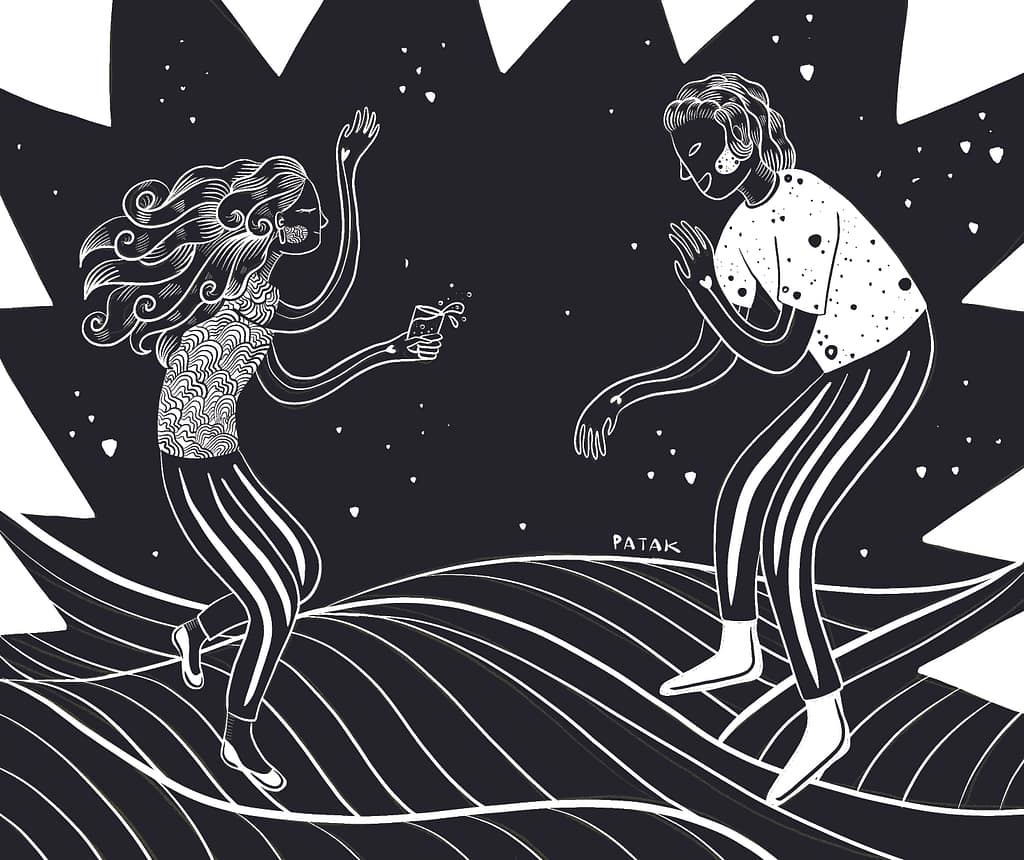 Illustration made digitally, representing two people dancing.